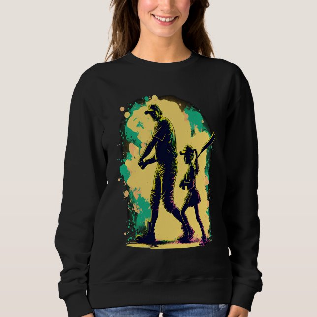 Softball Team Fans Father And Daughter Playing  1 Sweatshirt (Front)