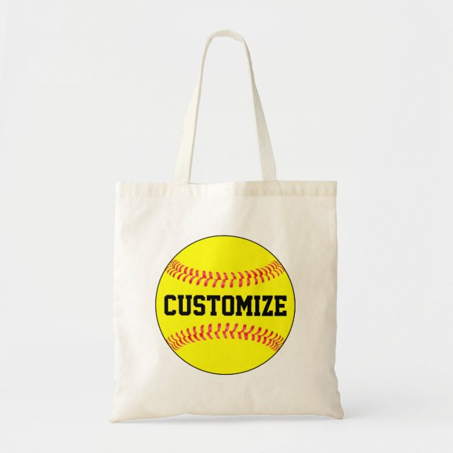Softball Team Name or Text Custom Tote Bag (Front)