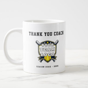 Softball Team Photo Logo Thank you Coach Large Coffee Mug