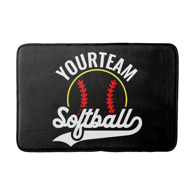 Softball Team Player ADD NAME Personalised League Bath Mat (Front)