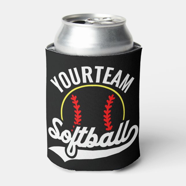 Softball Team Player ADD NAME Personalised League Can Cooler (Can Front)