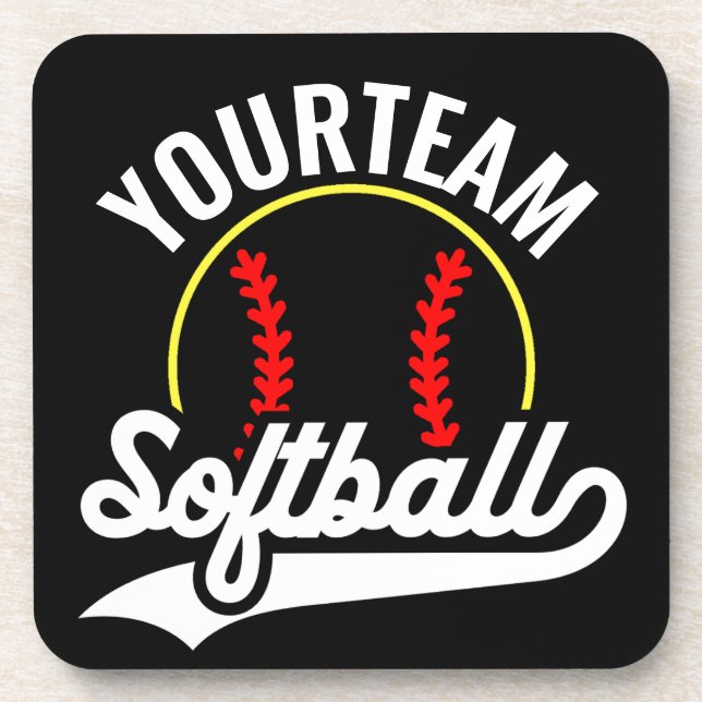 Softball Team Player ADD NAME Personalised League Coaster (Front)