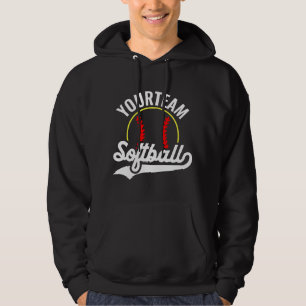 Softball Team Player ADD NAME Personalised League Hoodie