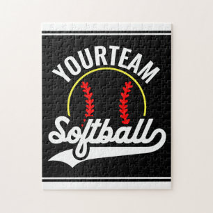 Softball Team Player ADD NAME Personalised League Jigsaw Puzzle