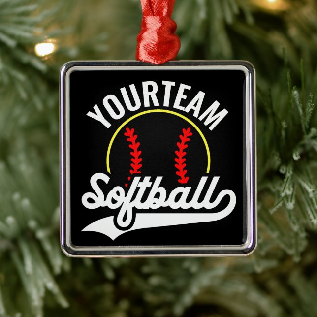 Softball Team Player ADD NAME Personalised League Metal Ornament (Tree)