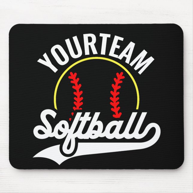 Softball Team Player ADD NAME Personalised League Mouse Pad (Front)