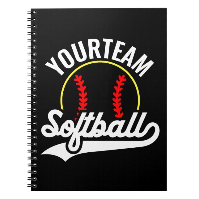 Softball Team Player ADD NAME Personalised League Notebook (Front)