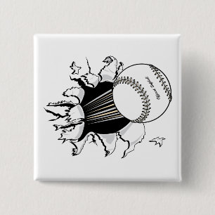 softball tearing through fast ball graphic 15 cm square badge