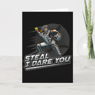 Softball Teen Girl Steal I Dare You Baddie Catcher Card
