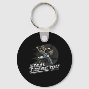Softball Teen Girl Steal I Dare You Baddie Catcher Key Ring
