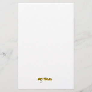 softball text ball swoop design stationery