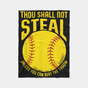 Softball Thou Shall Not Steal Funny Player Tee Fleece Blanket