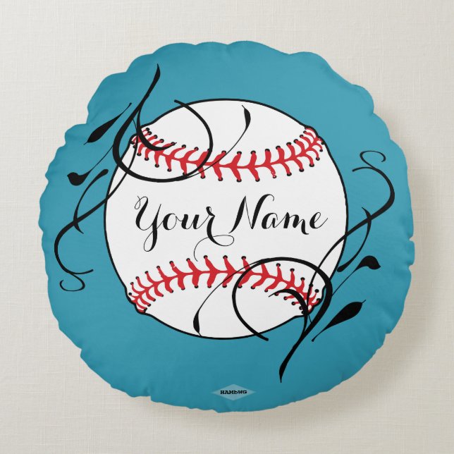 SoftBall Throw Pillow - HAMbyWG - Aqua (Front)