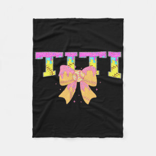 Softball Titi Ice Cream Drip Game Day Family Match Fleece Blanket
