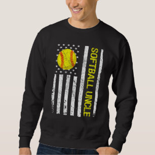Softball Uncle American USA Flag Sweatshirt