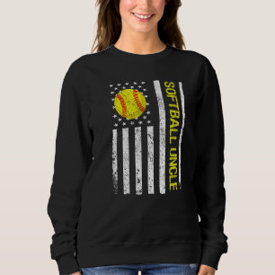 Softball Uncle American USA Flag Sweatshirt