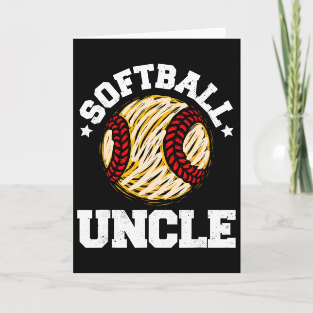 Softball Uncle Distressed Vintage Funny Uncle Game Card (Front)