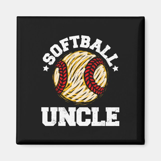 Softball Uncle Distressed Vintage Funny Uncle Game Magnet (Front)