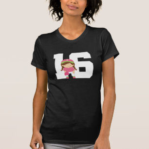 Softball Uniform Number 16 (Girls) Gift T-Shirt