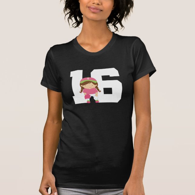 Softball Uniform Number 16 (Girls) Gift T-Shirt (Front)
