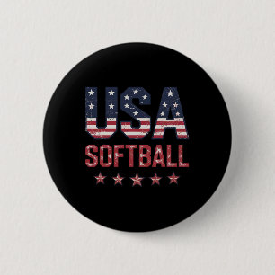Softball Usa American Flag Women Men Patriotic Sof 6 Cm Round Badge