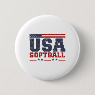 Softball Usa American Flag Women Men Patriotic Sof 6 Cm Round Badge