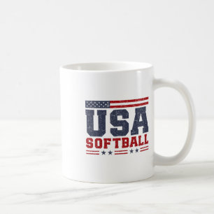 Softball Usa American Flag Women Men Patriotic Sof Coffee Mug