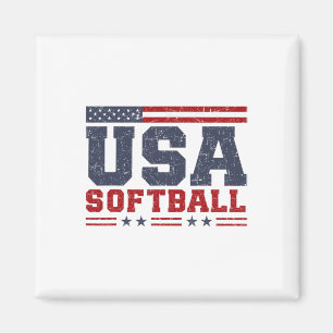 Softball Usa American Flag Women Men Patriotic Sof Magnet