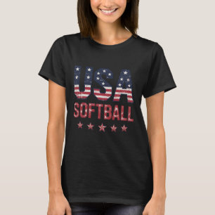 Softball Usa American Flag Women Men Patriotic Sof T-Shirt