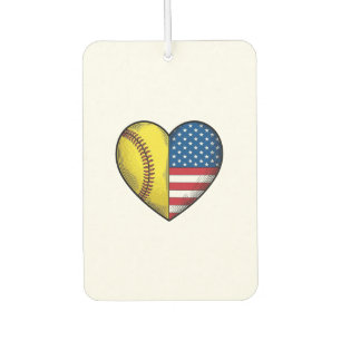 Softball USA Flag Heart Vintage Vector Design_1 Car Air Freshener