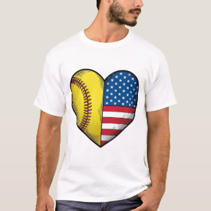 Softball USA Flag Heart Vintage Vector Design_1 T-Shirt