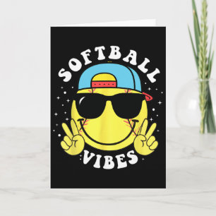 Softball Vibes Baseball Retro Groovy Game Day Girl Card