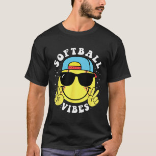 Softball Vibes Baseball Retro Groovy Game Day Girl T-Shirt