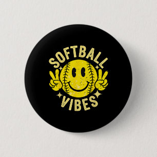 Softball Vibes Peace Sign Softball Girl 6 Cm Round Badge