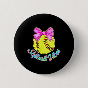 Softball Vibes Preppy Game Day Girls Women 2 Sided 6 Cm Round Badge