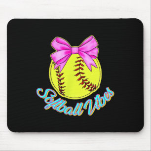 Softball Vibes Preppy Game Day Girls Women 2 Sided Mouse Pad