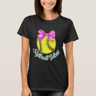 Softball Vibes Preppy Game Day Girls Women 2 Sided T-Shirt