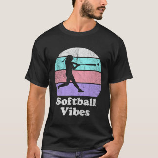 Softball Vibes Retro Vintage Girls Or Women's Batt T-Shirt