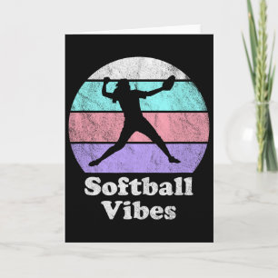 Softball Vibes Retro Vintage Girls Or Women's Pitc Card