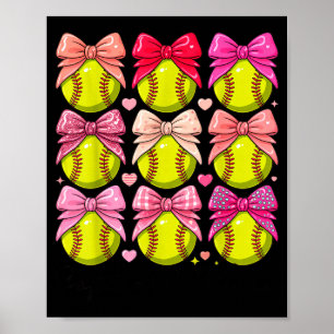Softball Vibes Softball Coquette Bow Game Day Poster
