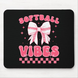Softball Vibes Softball Coquette Groovy Softball G Mouse Pad