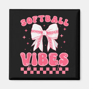 Softball Vibes Softball Couqette Groovy Softball G Magnet