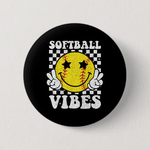 Softball Vibes Softball Retro Groovy Game Day Girl 6 Cm Round Badge