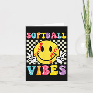 Softball Vibes Softball Retro Groovy Game Day Girl Card