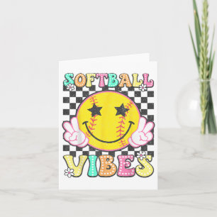 Softball Vibes Softball Retro Groovy Game Day Girl Card