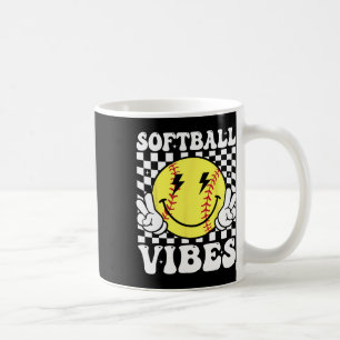 Softball Vibes Softball Retro Groovy Game Day Girl Coffee Mug