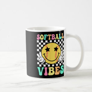 Softball Vibes Softball Retro Groovy Game Day Girl Coffee Mug