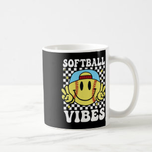 Softball Vibes Softball Retro Groovy Game Day Girl Coffee Mug