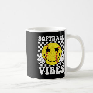 Softball Vibes Softball Retro Groovy Game Day Girl Coffee Mug