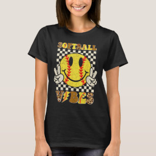 Softball Vibes Softball Retro Groovy Game Day Girl T-Shirt